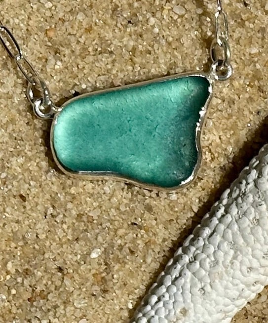 sea glass pendant necklaces with small paperclip chain (7 choices)