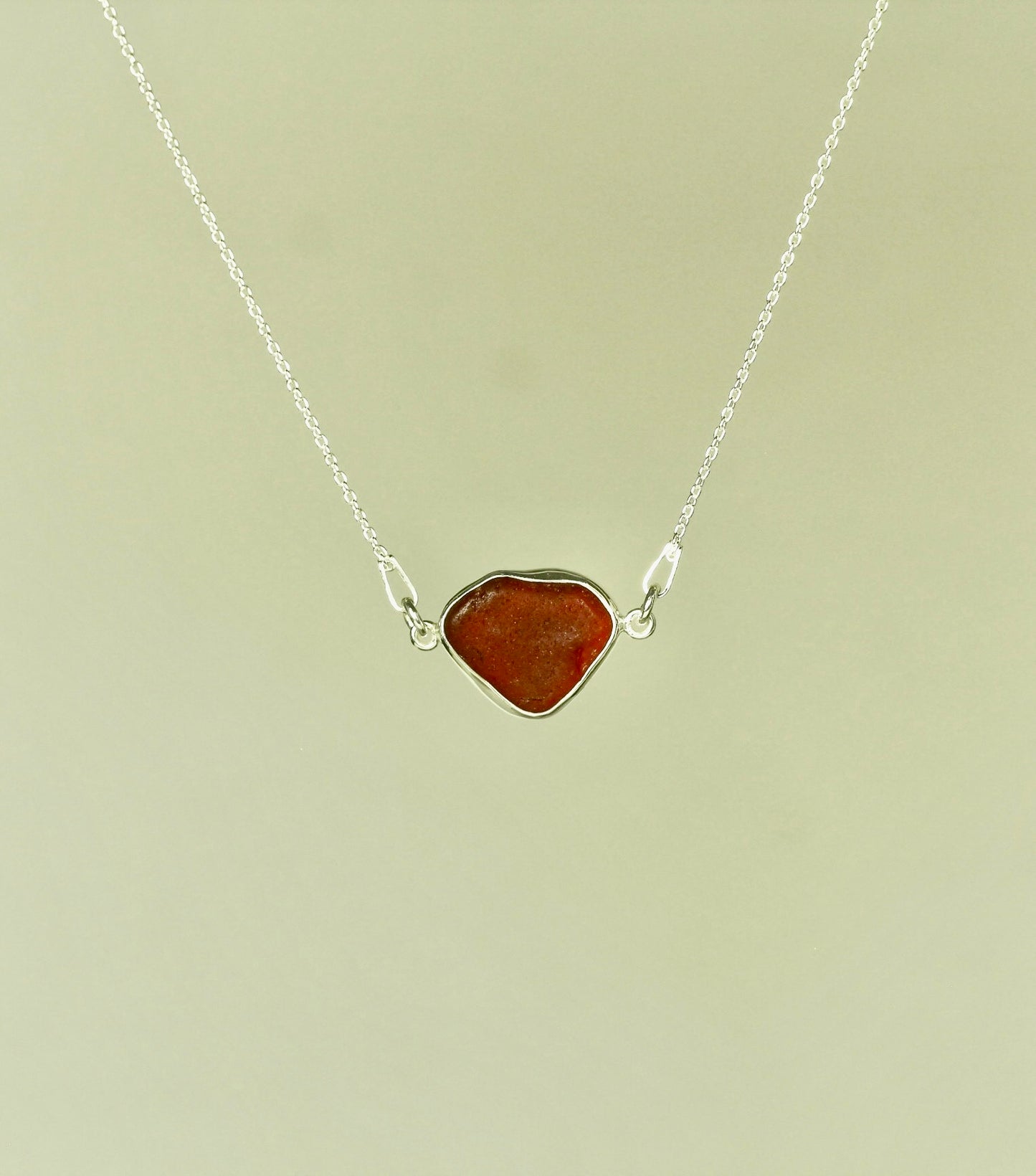 sea glass pendant necklaces with 17" oval chain (3 choices)