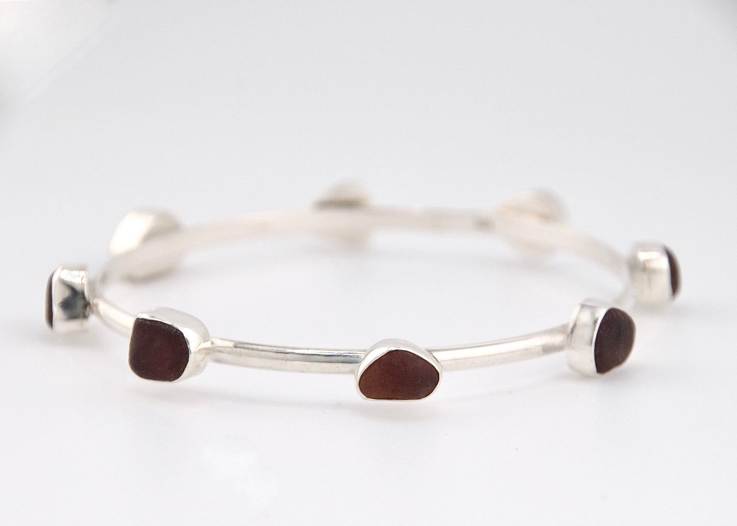 brown sea glass bangle bracelet