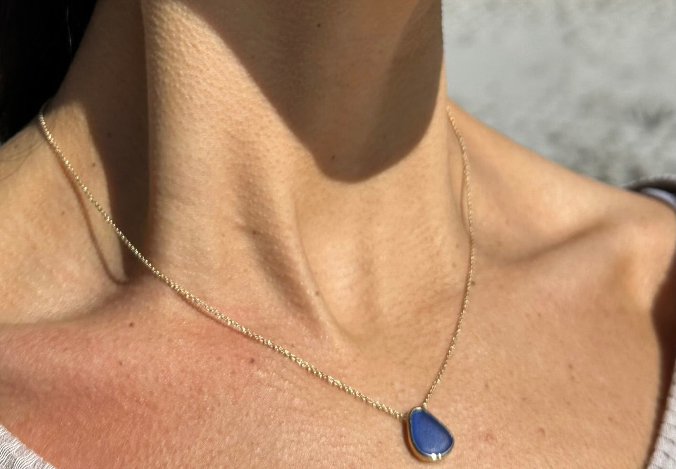sea glass pendant necklaces in 14k yellow gold (4 options)