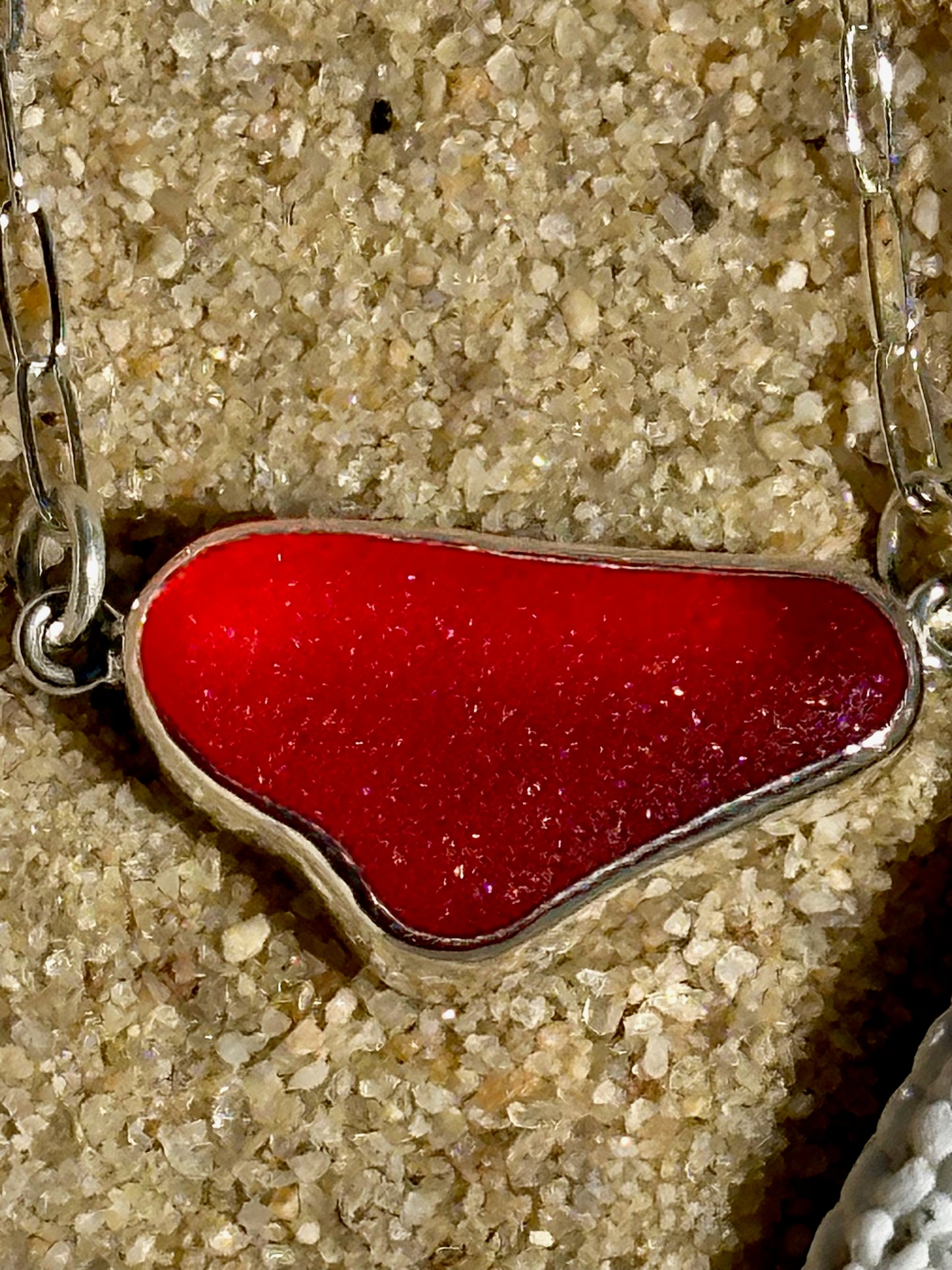 sea glass pendant necklaces with small paperclip chain (7 choices)
