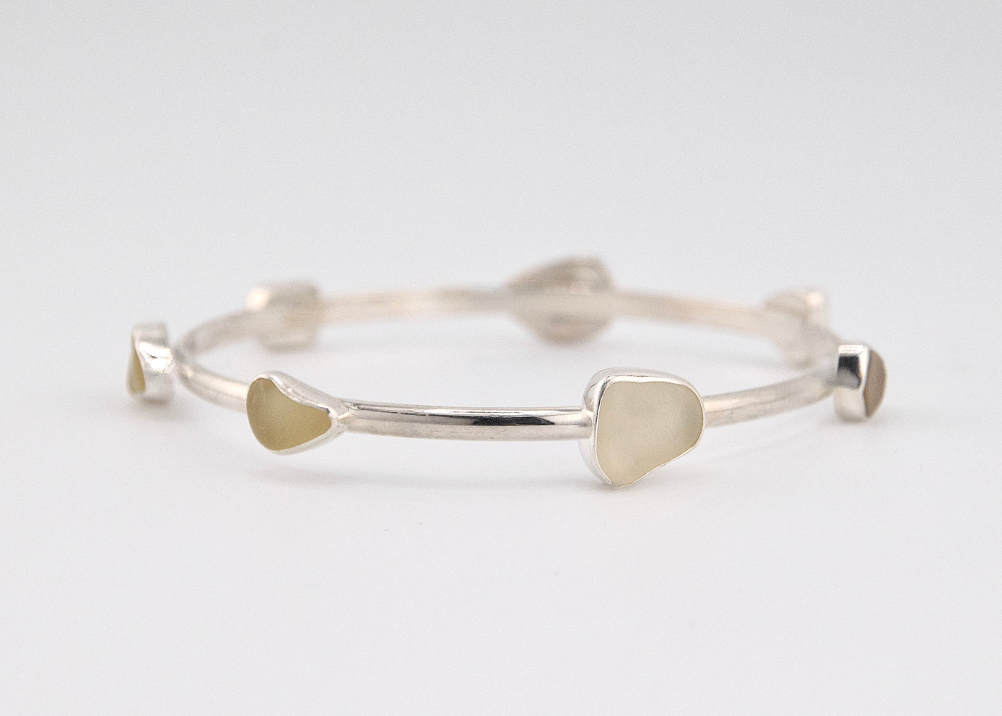 yellow sea glass bangle bracelet