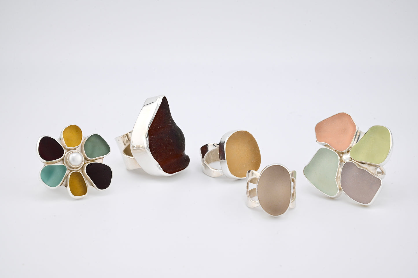 white sea glass ring