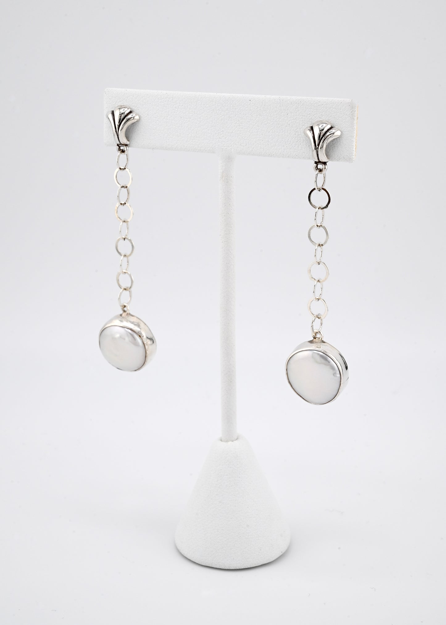 pearl drop chain earrings