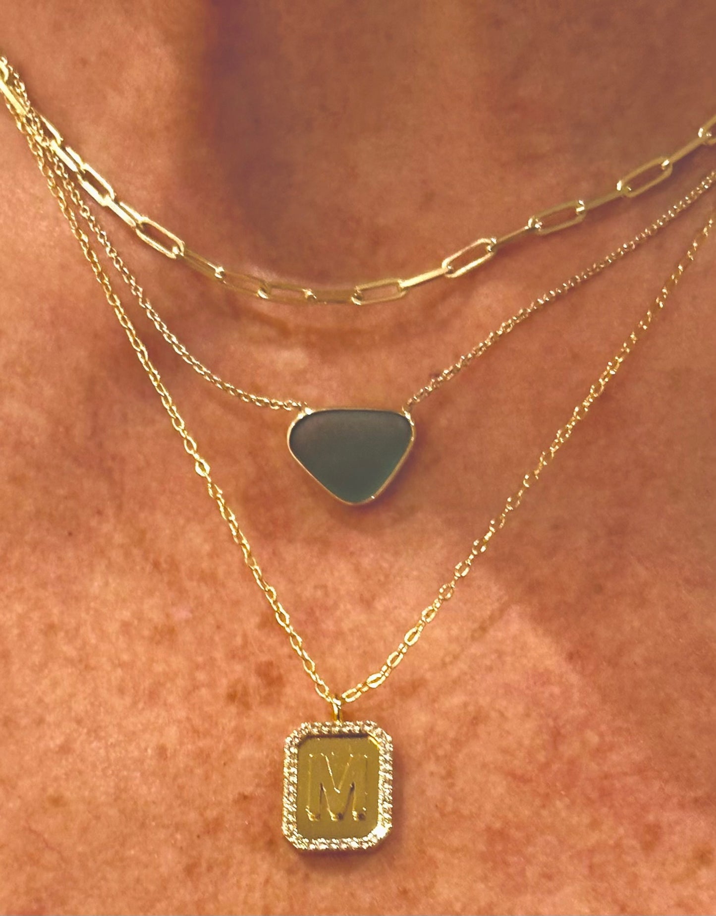 14k gold sea glass pendant necklace (5 choices)