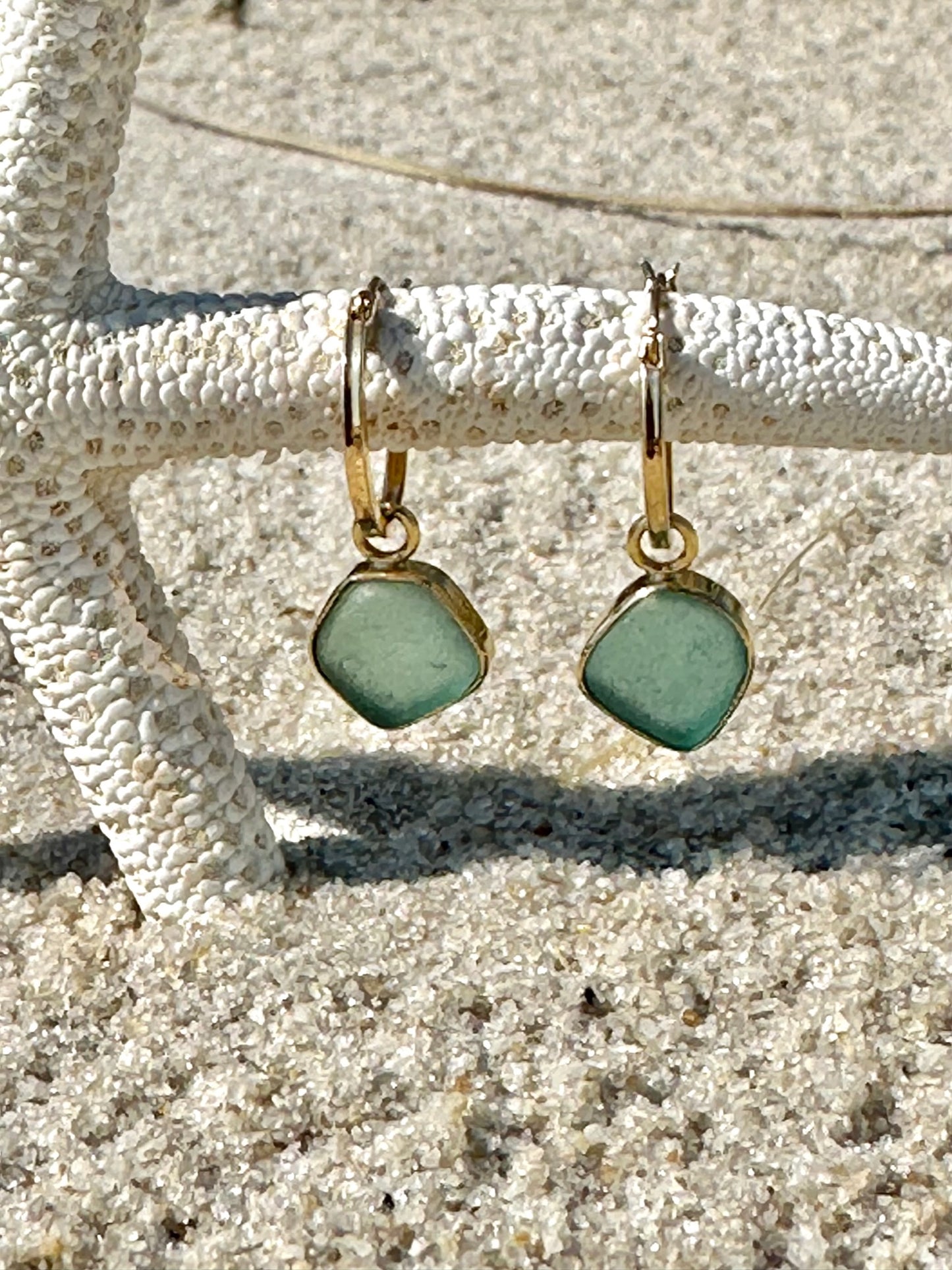 14k sea foam sea glass earrings (2 choices)