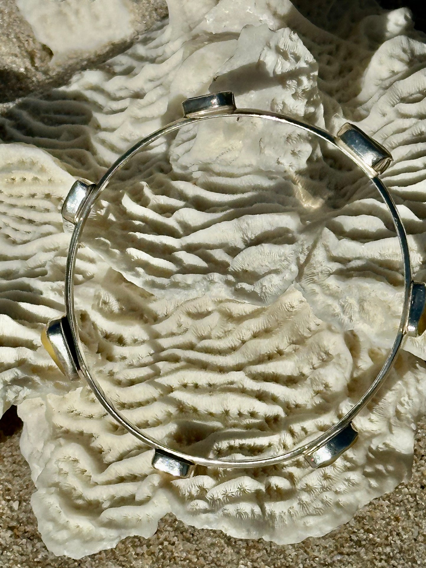 yellow sea glass bangle bracelet