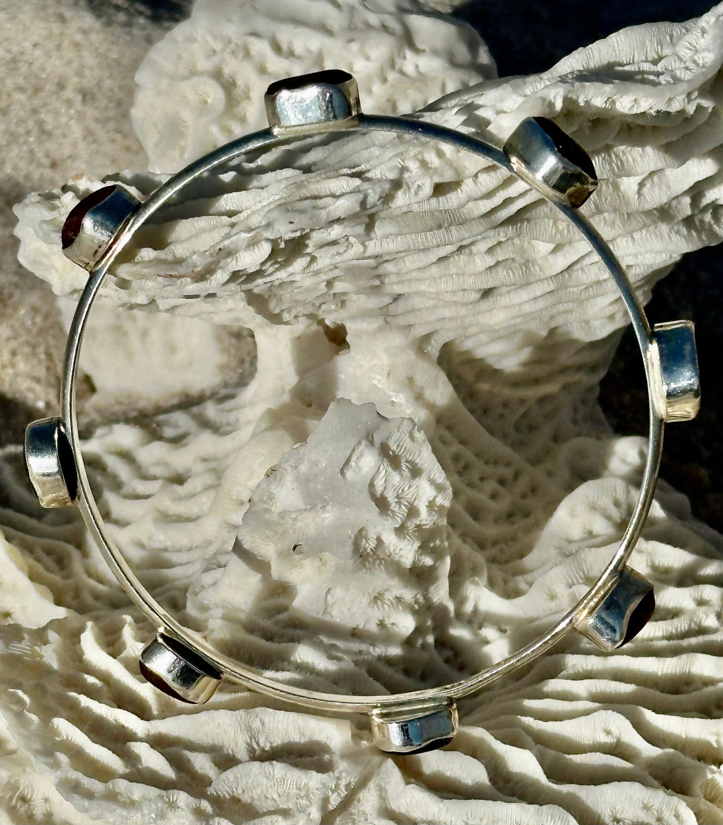 brown sea glass bangle bracelet