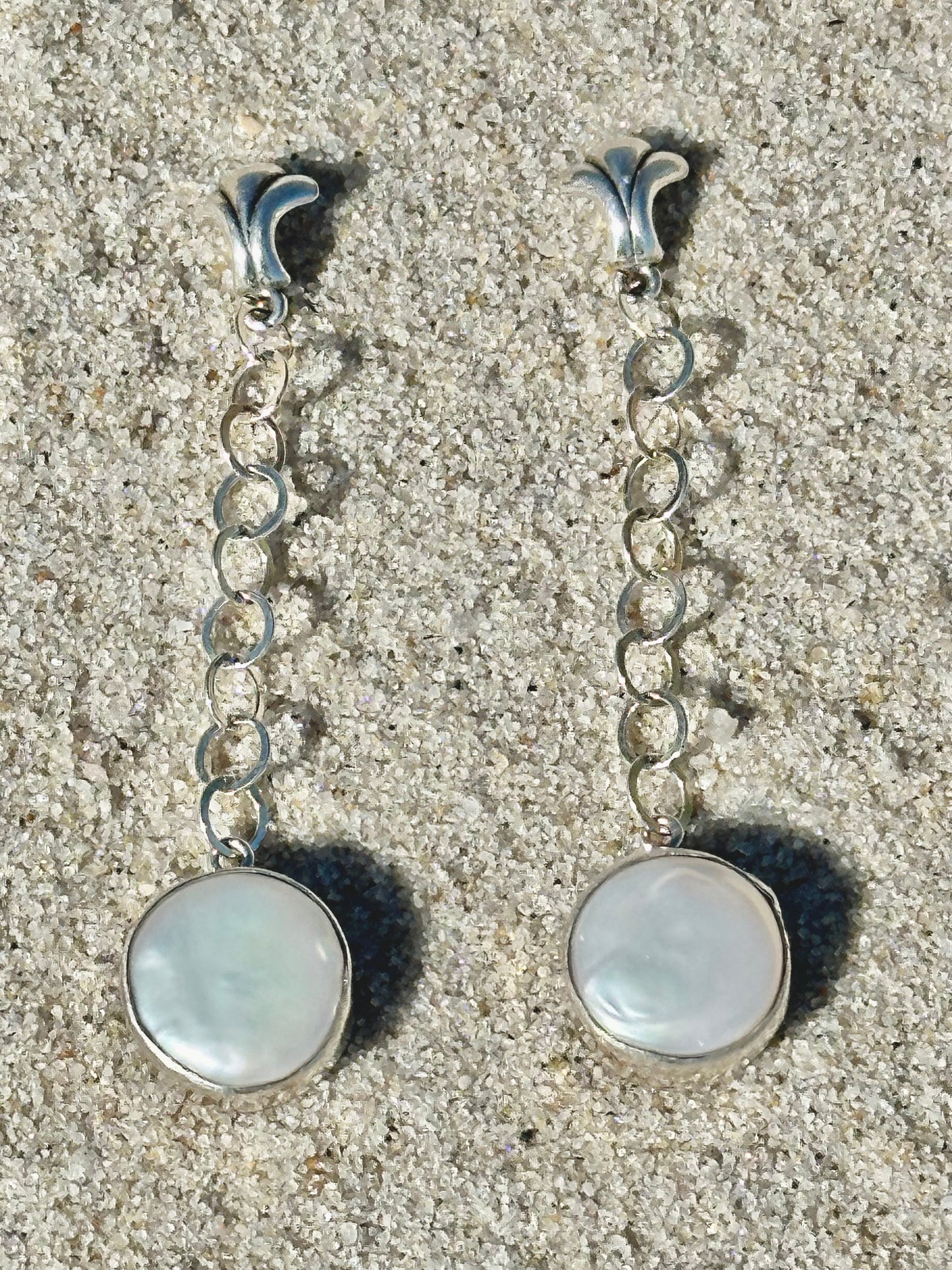 pearl drop chain earrings
