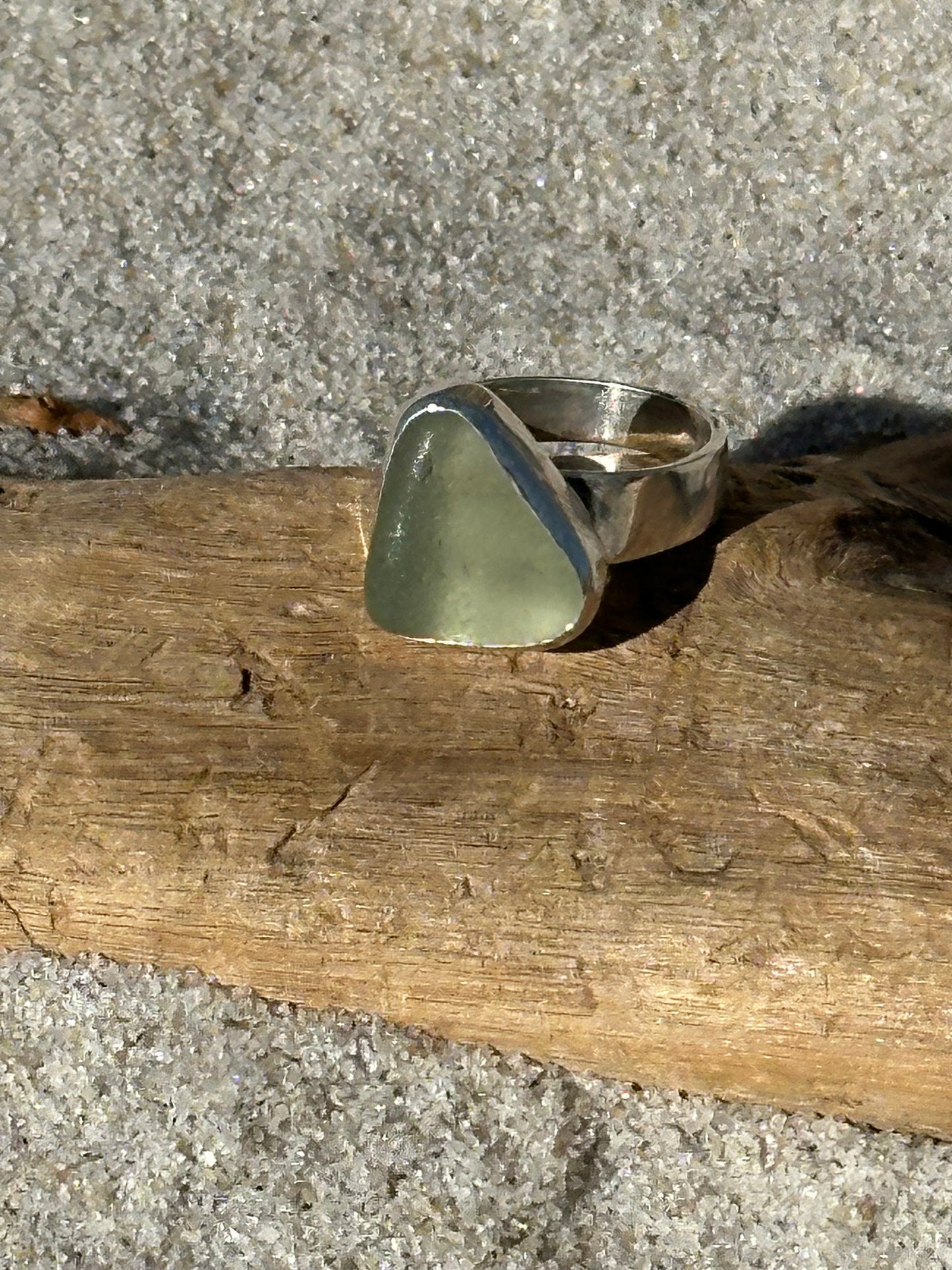 sea foam sea glass ring