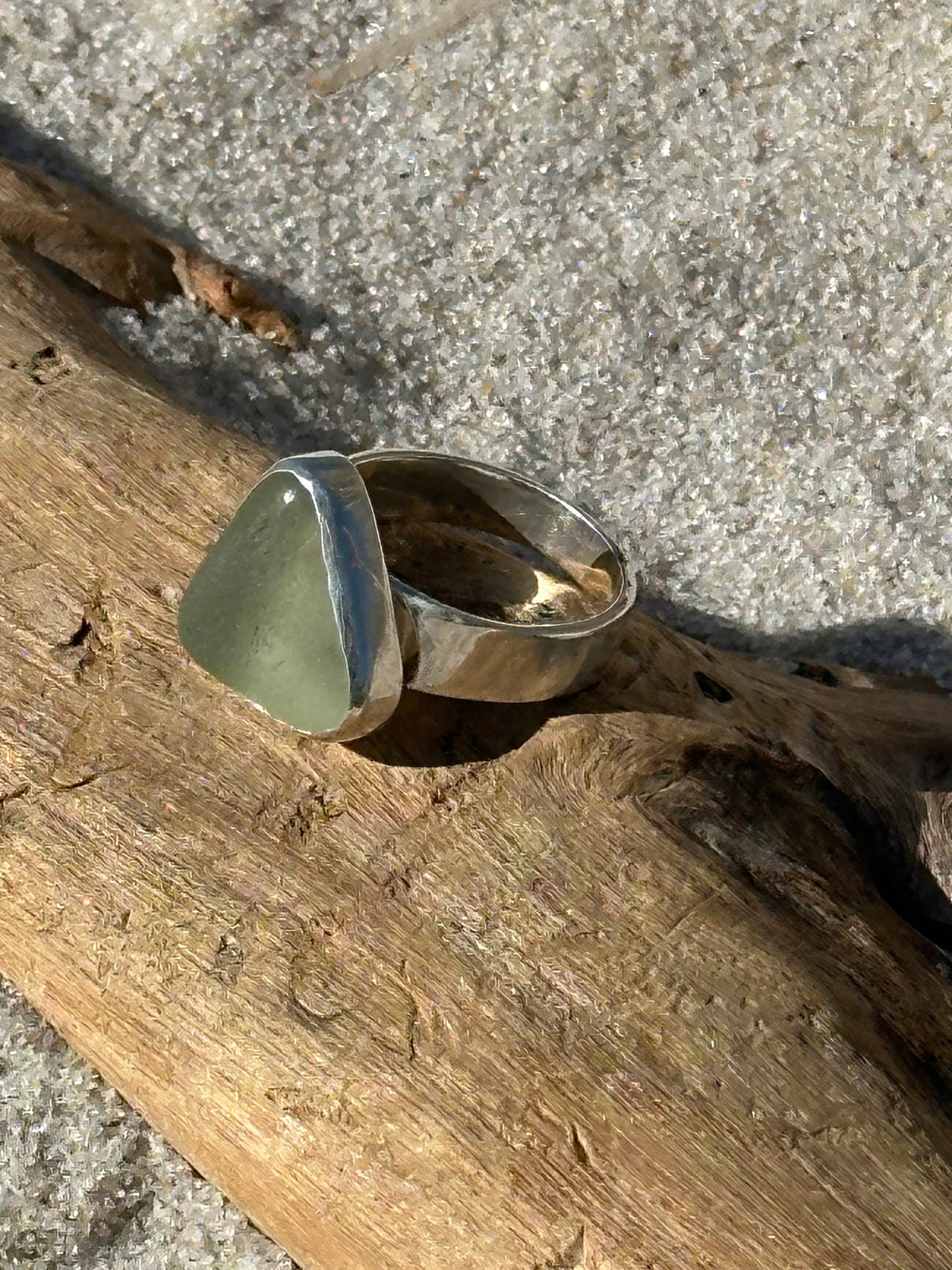 sea foam sea glass ring