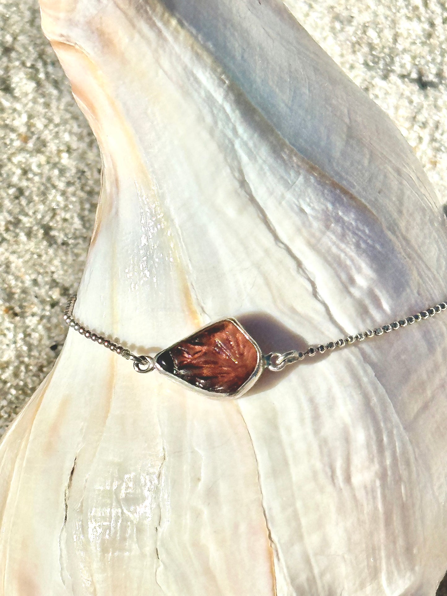 sea glass pendant bracelets with bead chain and slider clasp (4 colors)