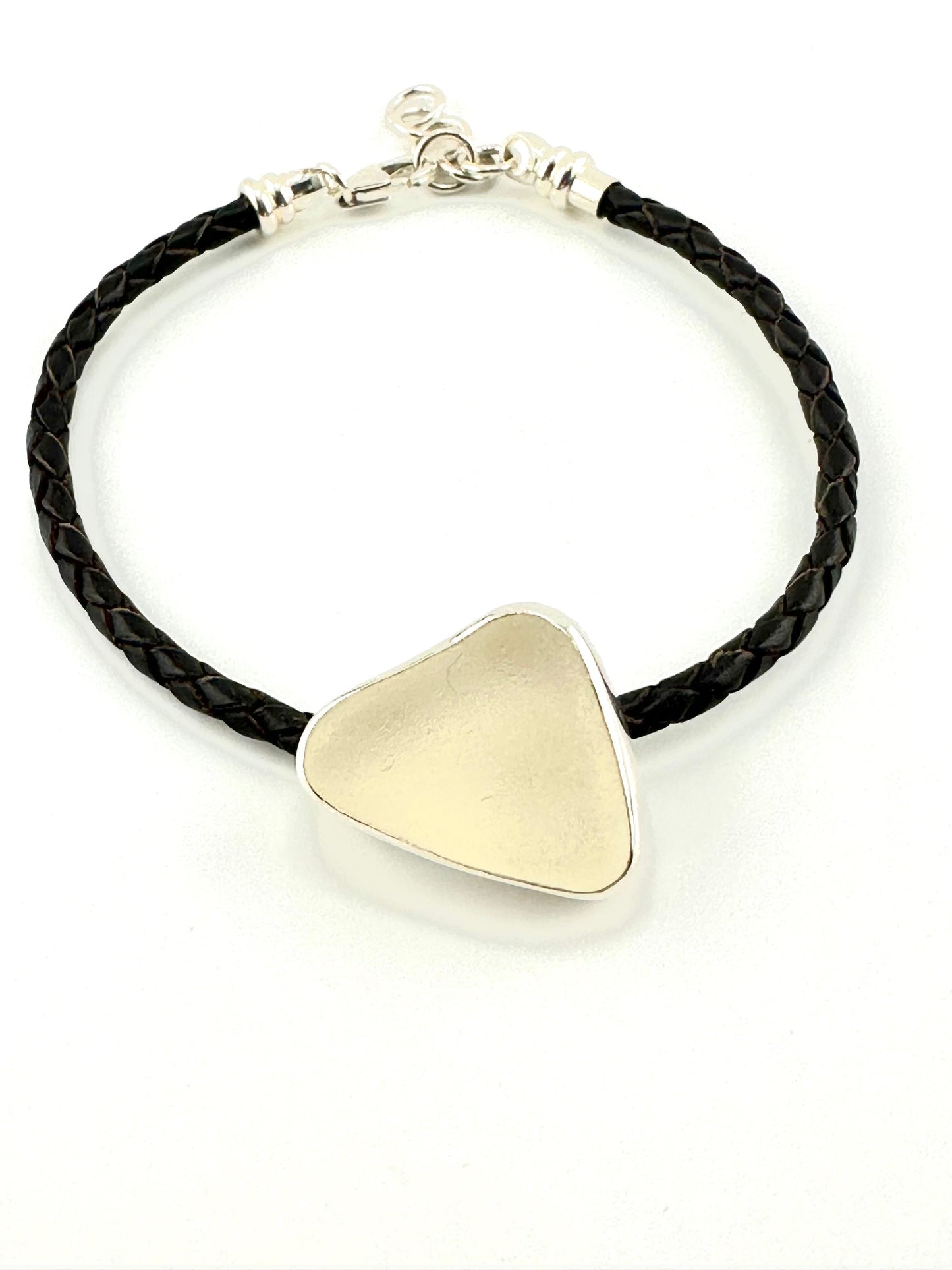 men's leather cord sea glass bracelet (4 options)