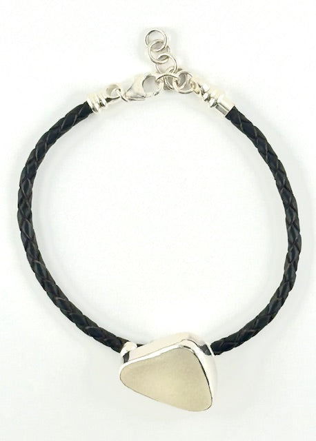 men's leather cord sea glass bracelet (4 options)