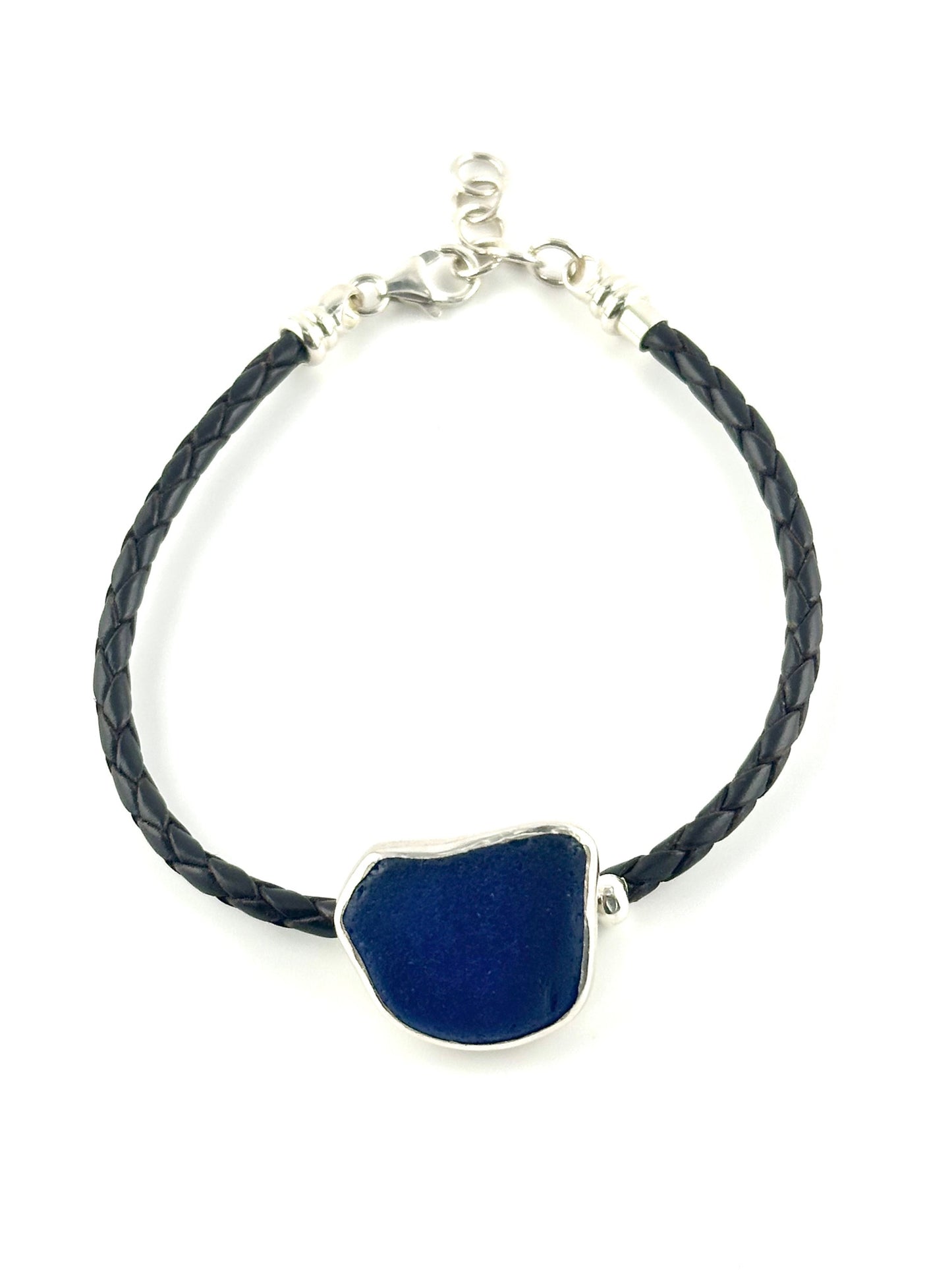 men's leather cord sea glass bracelet (4 options)
