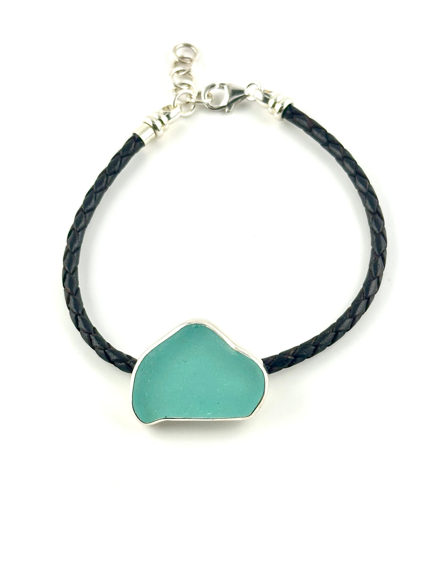 men's leather cord sea glass bracelet (4 options)