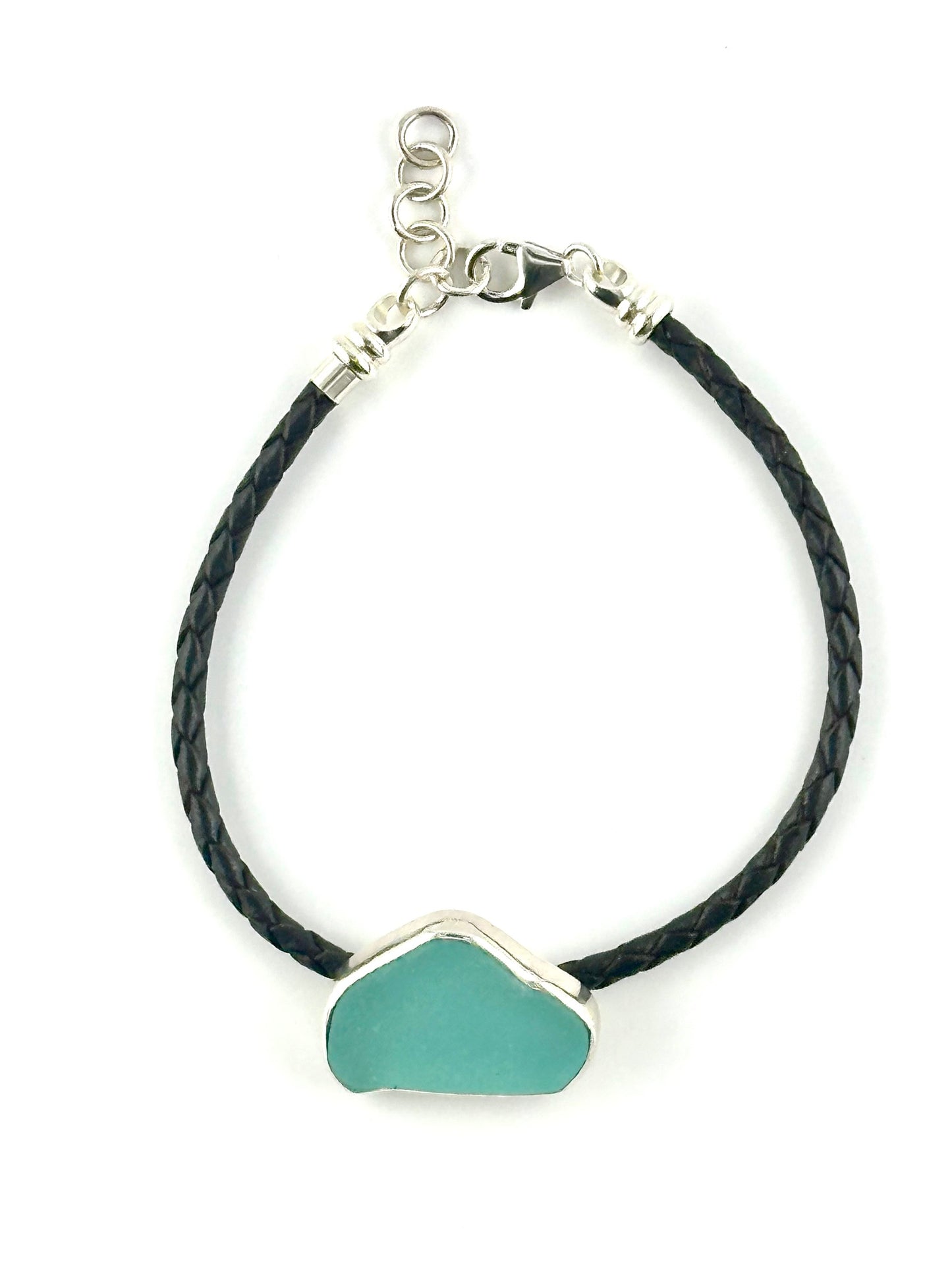 men's leather cord sea glass bracelet (4 options)