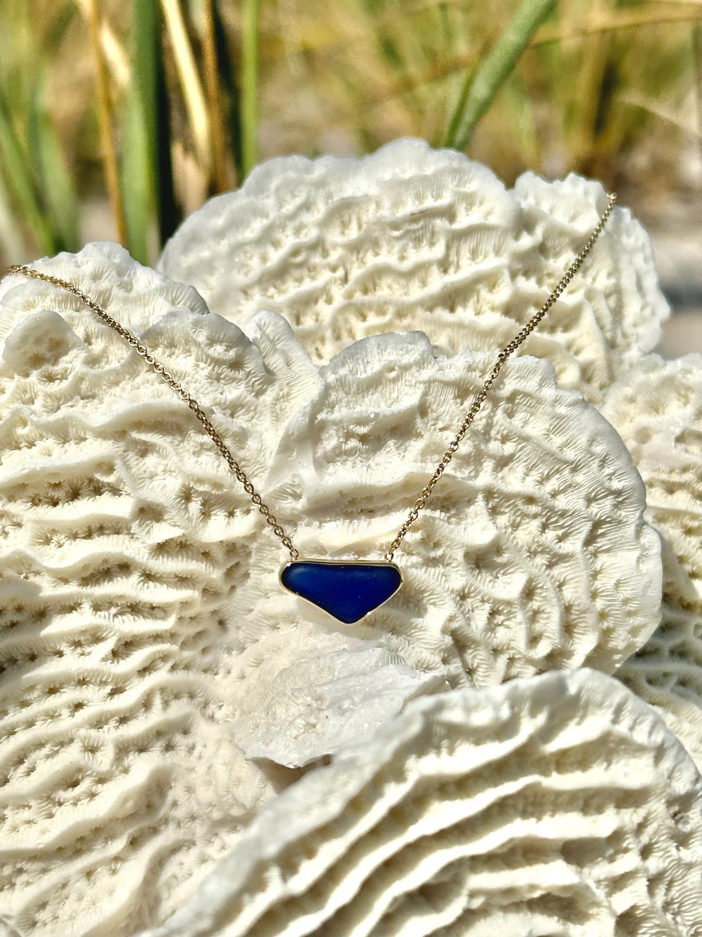 14k gold sea glass pendant necklace (5 choices)