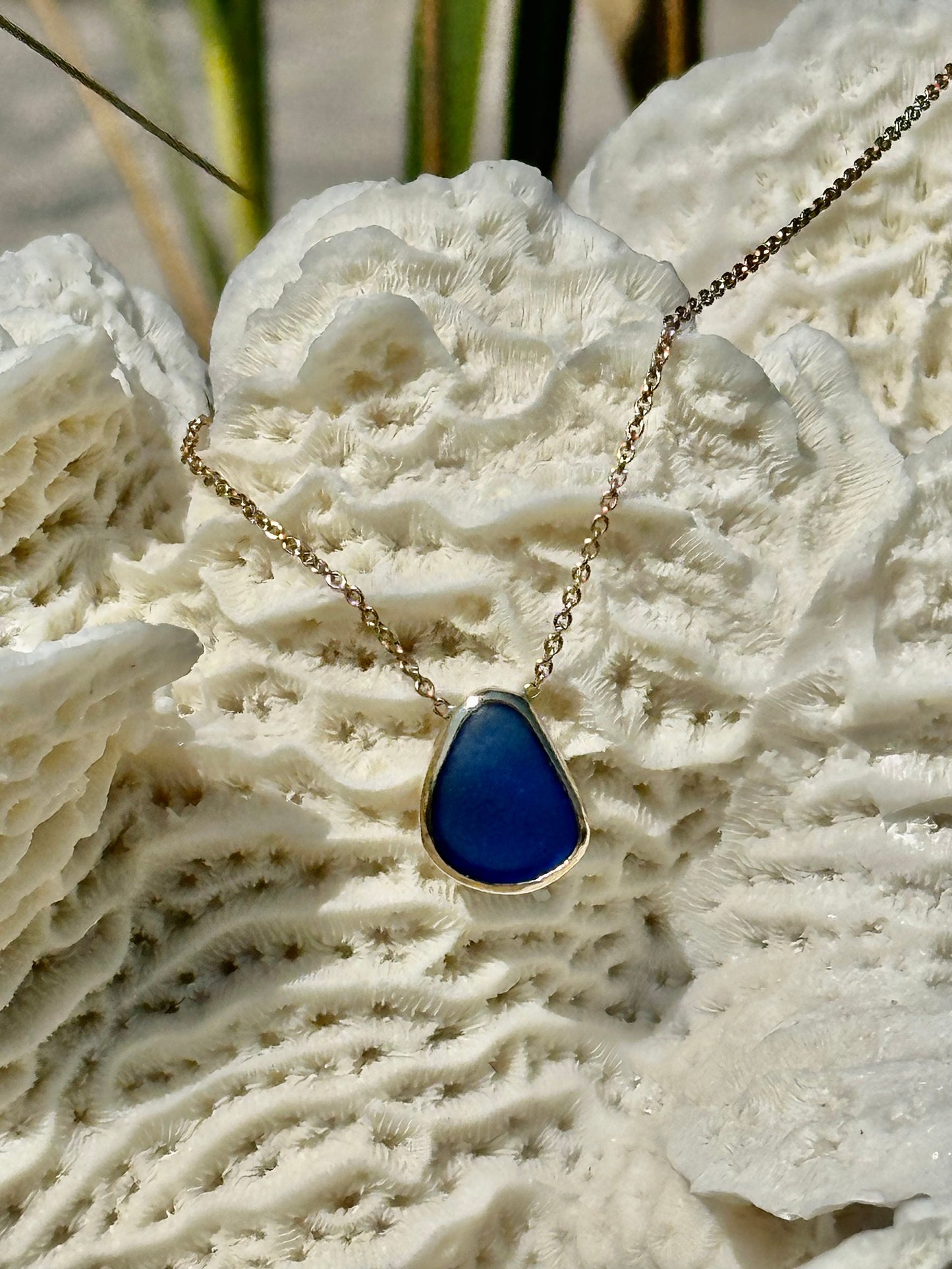 14k gold sea glass pendant necklace (5 choices)