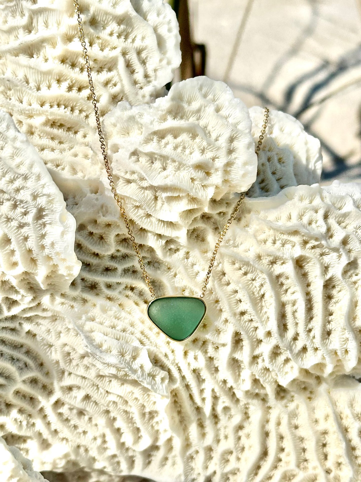 14k gold sea glass pendant necklace (5 choices)