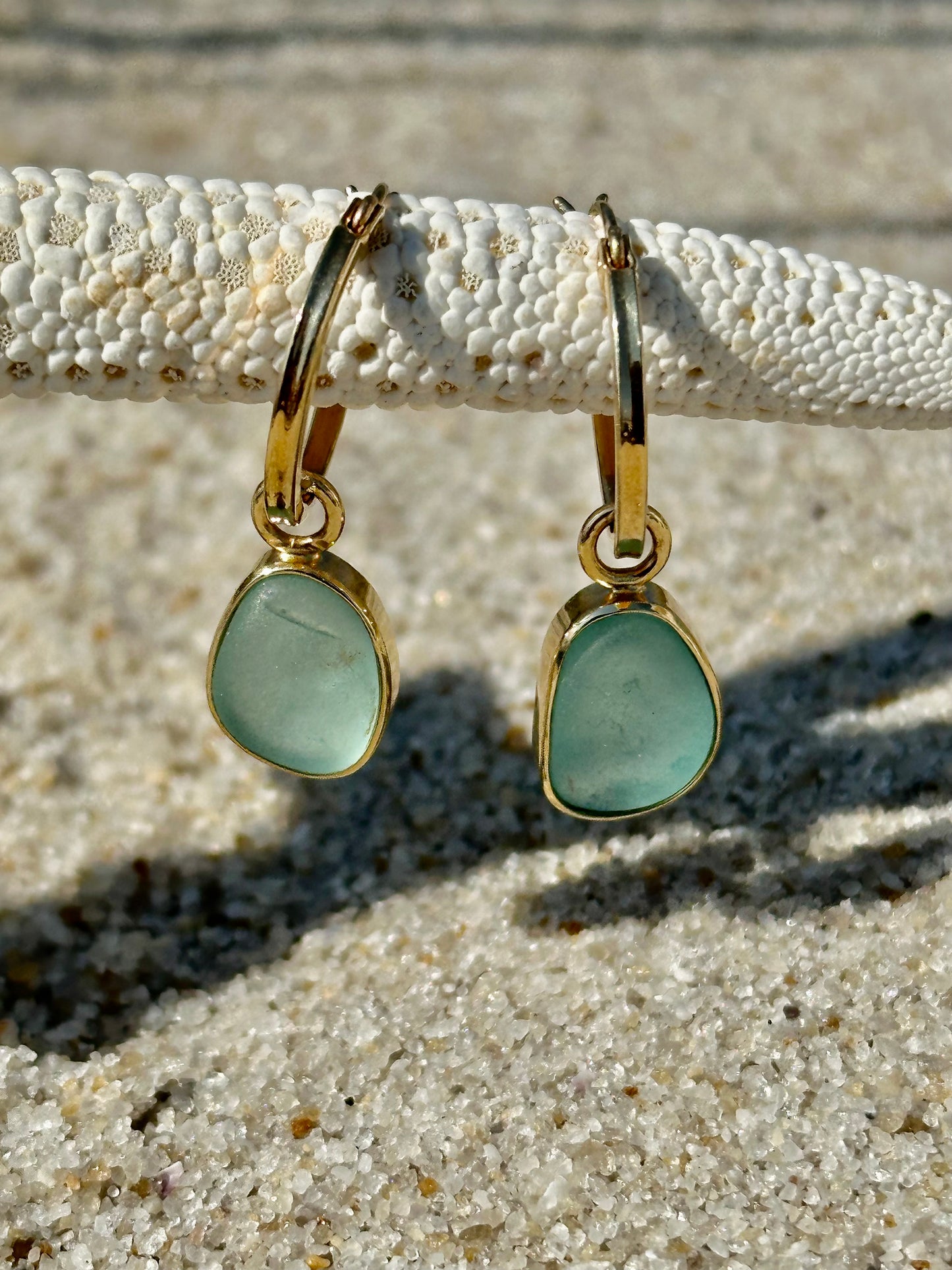 14k sea foam sea glass earrings (2 choices)