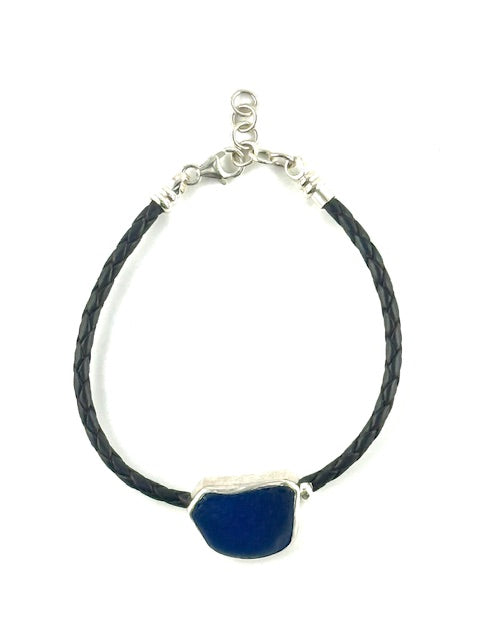 men's leather cord sea glass bracelet (4 options)