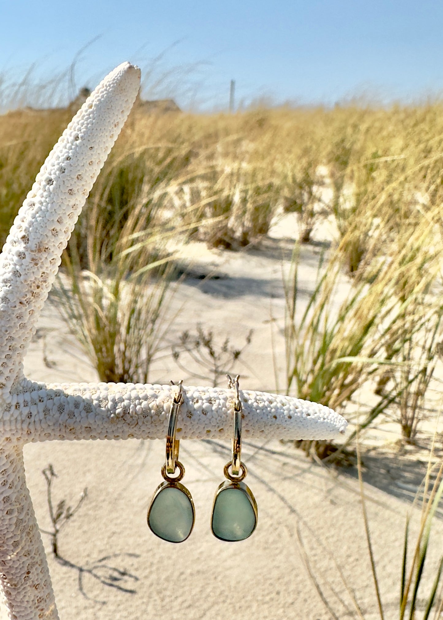 14k sea foam sea glass earrings (2 choices)